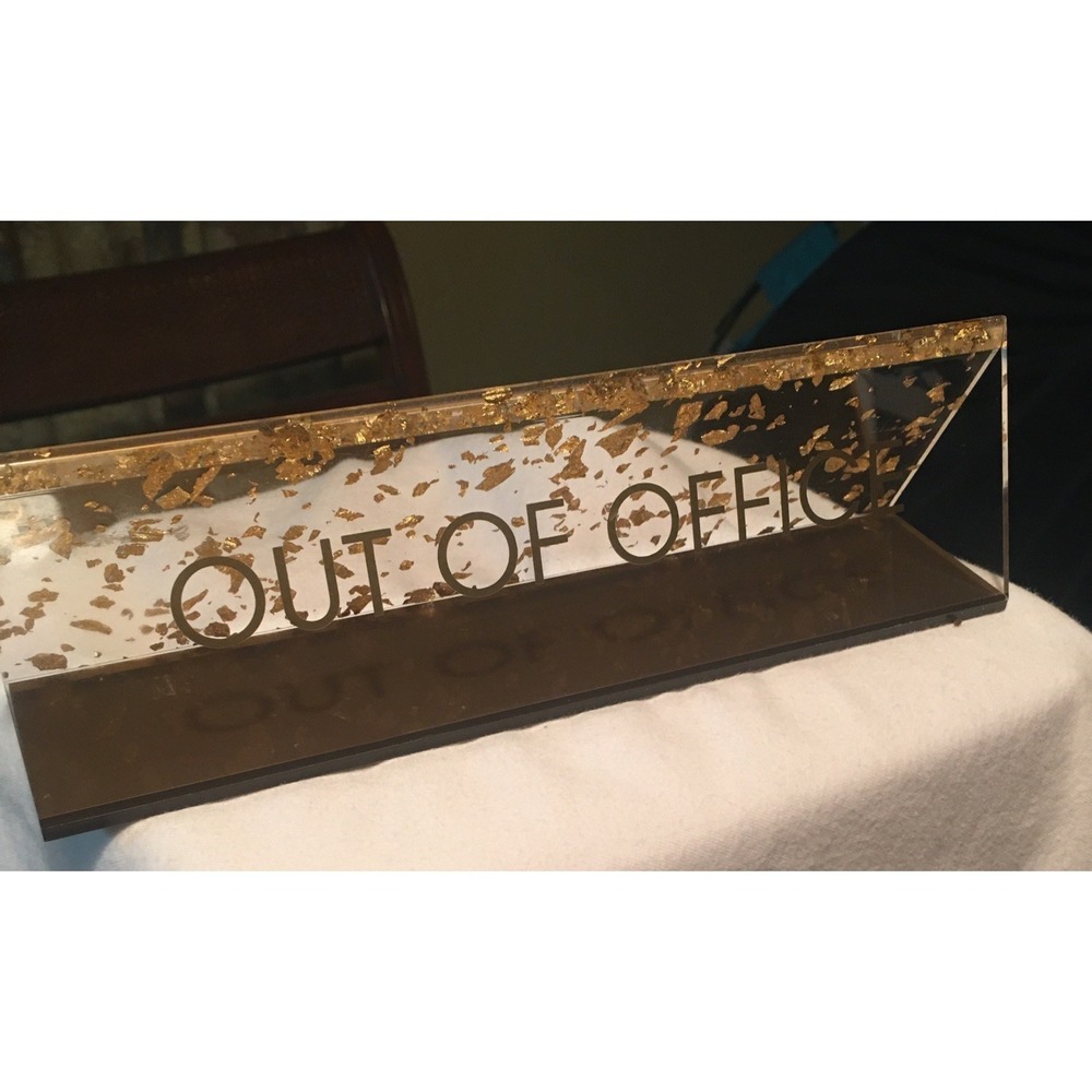 OUT OF OFFICE Acrylic Glitter Desk Sign Papyrus PRGCO LLC MCM - Picture 9 of 9